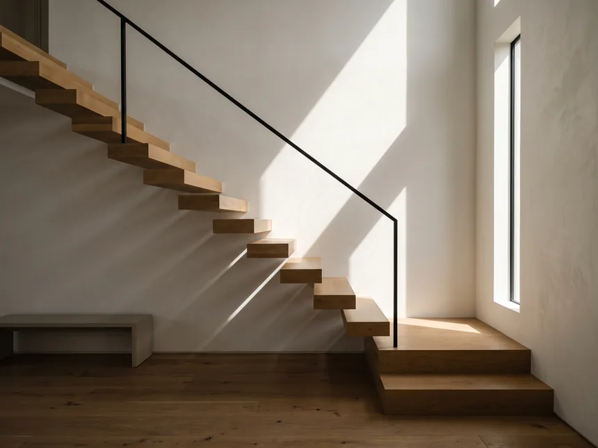 Open stair and daylight in a completed Shape home